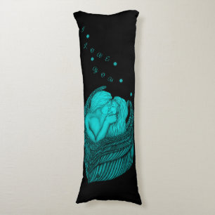 Angels Kissing , black and green Design Body Cushion