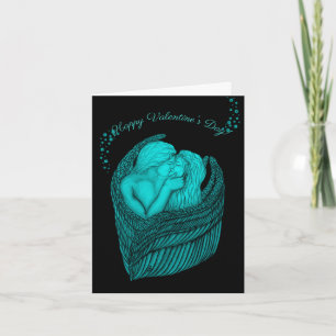 Angels Kissing , black and green Design Card