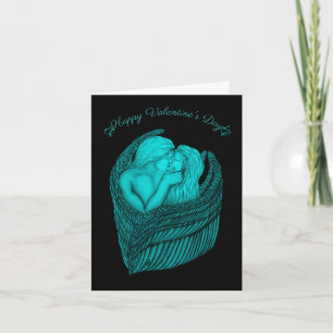 Angels Kissing , black and green Design Card