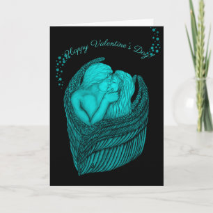 Angels Kissing , black and green Design Card