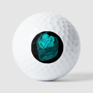 Angels Kissing , black and green Design Golf Balls