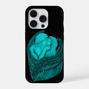Angels Kissing , black and green Design iPhone 15 Pro Case