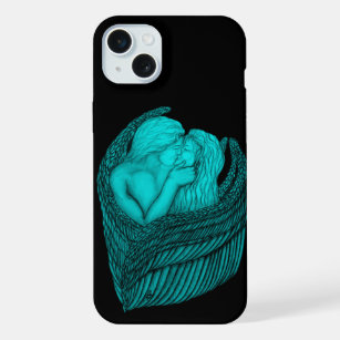 Angels Kissing , black and green Design iPhone 15 Plus Case