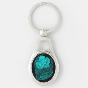 Angels Kissing , black and green Design Key Ring