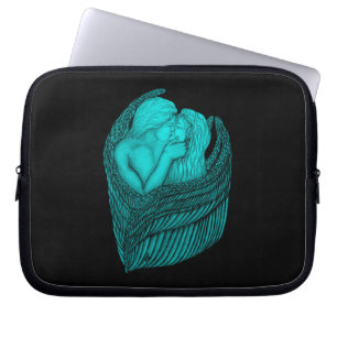 Angels Kissing , black and green Design Laptop Sleeve