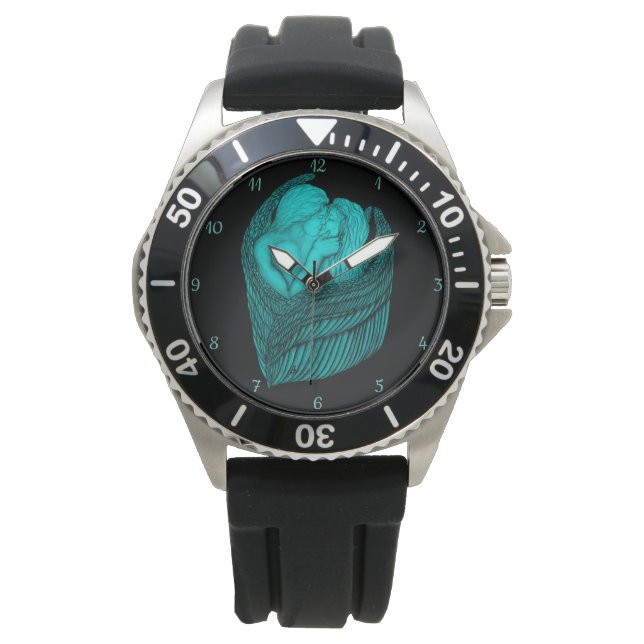 Angels Kissing , black and green Design Watch (Front)