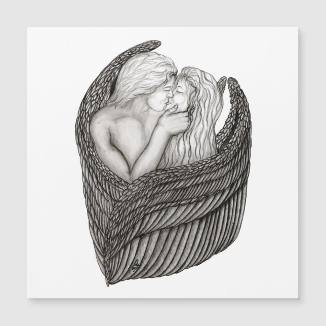Angels Kissing , black and white Design (Front)