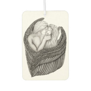 Angels Kissing , black and white Design Car Air Freshener