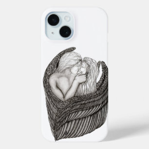 Angels Kissing , black and white Design iPhone 15 Case