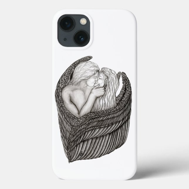 Angels Kissing , black and white Design Case-Mate iPhone Case (Back)