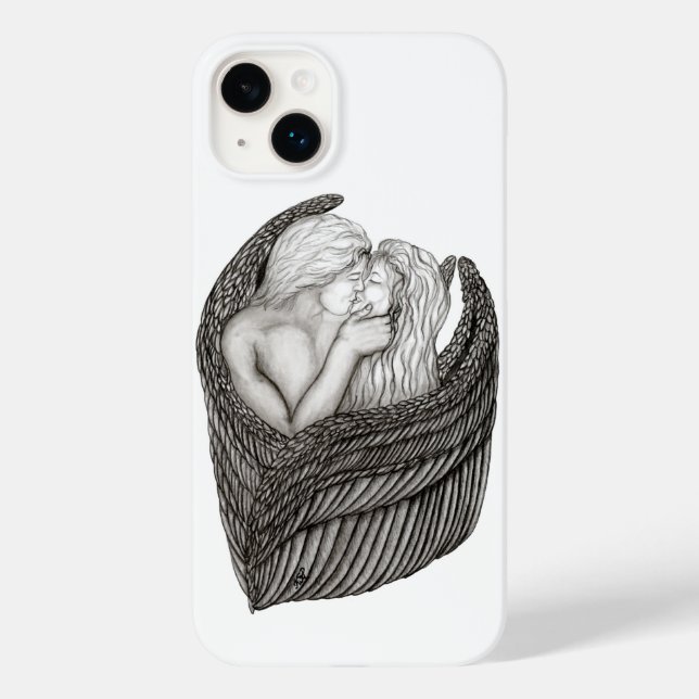 Angels Kissing , black and white Design Case-Mate iPhone Case (Back)