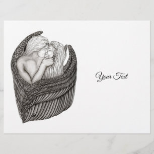 Angels Kissing , black and white Design Flyer