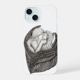 Angels Kissing , black and white Design iPhone 15 Case