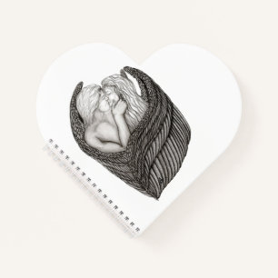 Angels Kissing , black and white Design Notebook