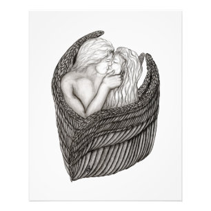 Angels Kissing , black and white Design Photo Print