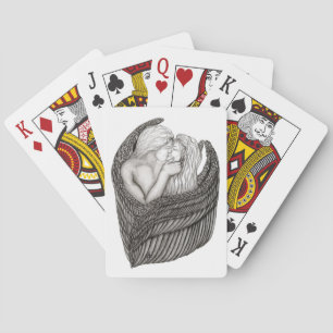 Angels Kissing , black and white Design Playing Cards