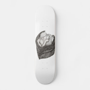Angels Kissing , black and white Design Skateboard