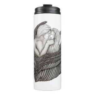 Angels Kissing , black and white Design Thermal Tumbler