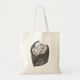 Angels Kissing , black and white Design Tote Bag