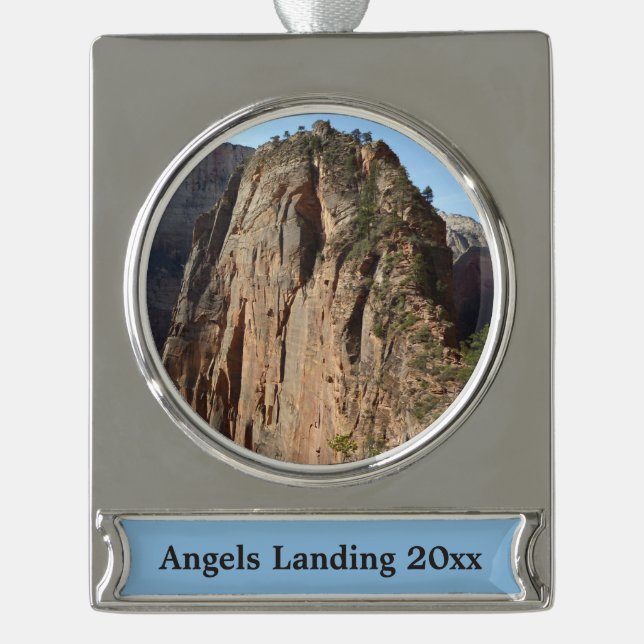 Angels Landing at Zion National Park Silver Plated Banner Ornament (Front)