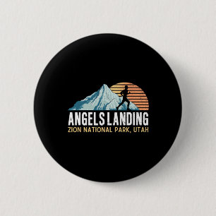 Angels Landing Hiking Trail Vintage Zion National 6 Cm Round Badge