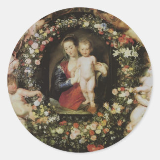 Angels Madonna and Child Rubens Fine Art Classic Round Sticker