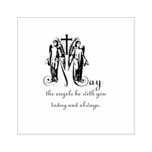 Angels Marian Cross Catholic Religious Quote Rubber Stamp