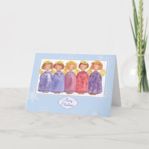 Angels Merry Christmas Friends Watercolor Holiday Card