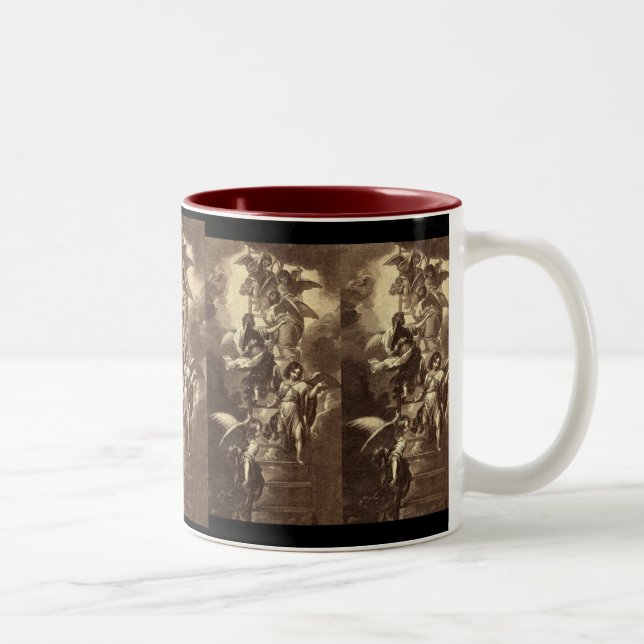 Angels On A Celestial Ladder Two-Tone Coffee Mug (Right)