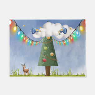 Angels on High Decorating Christmas Tree Doormat