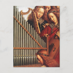 ANGELS PLAYING MUSIC ,detail, Parchment Postcard
