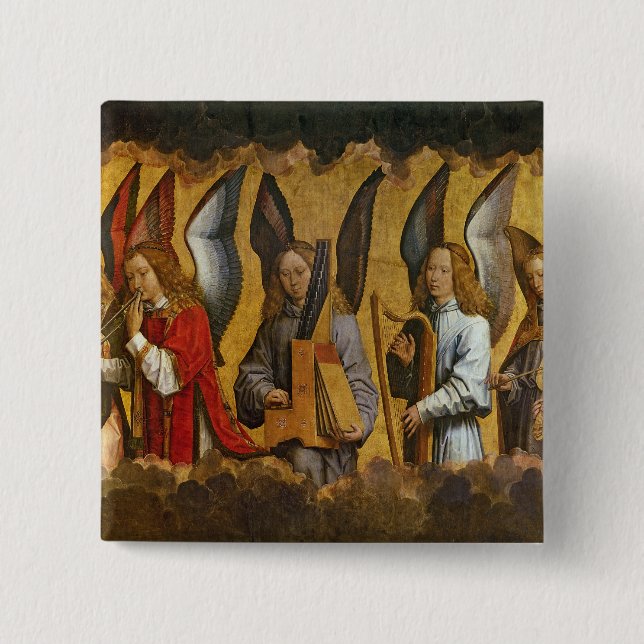 Angels Playing Musical Instruments 15 Cm Square Badge (Front)