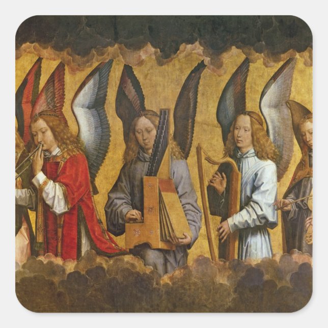 Angels Playing Musical Instruments Square Sticker (Front)