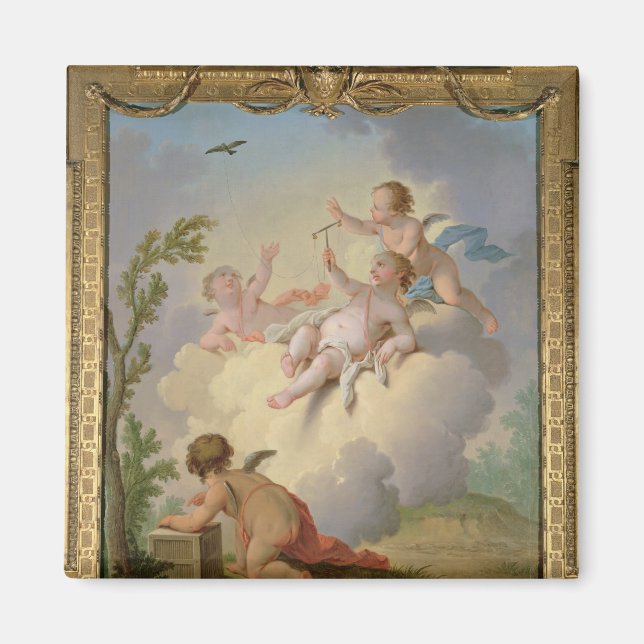 Angels Playing with a Bird in a Landscape Magnet (Front)