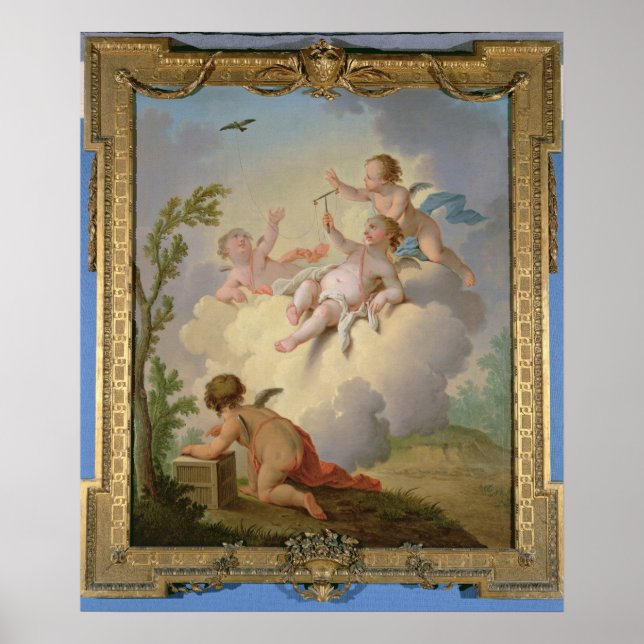 Angels Playing with a Bird in a Landscape Poster (Front)