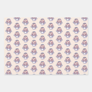 Angels Praying on Pink Background Wrapping Paper