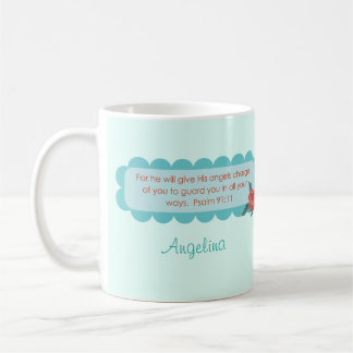 Angels Quote Psalm 91:11 Monogram Tea Coffee Mug