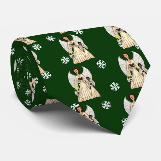 Angels Singing Carols (Gold) Tie (Rolled)