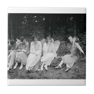 Angels Smoking Vintage Photograph 1920s Ceramic Tile