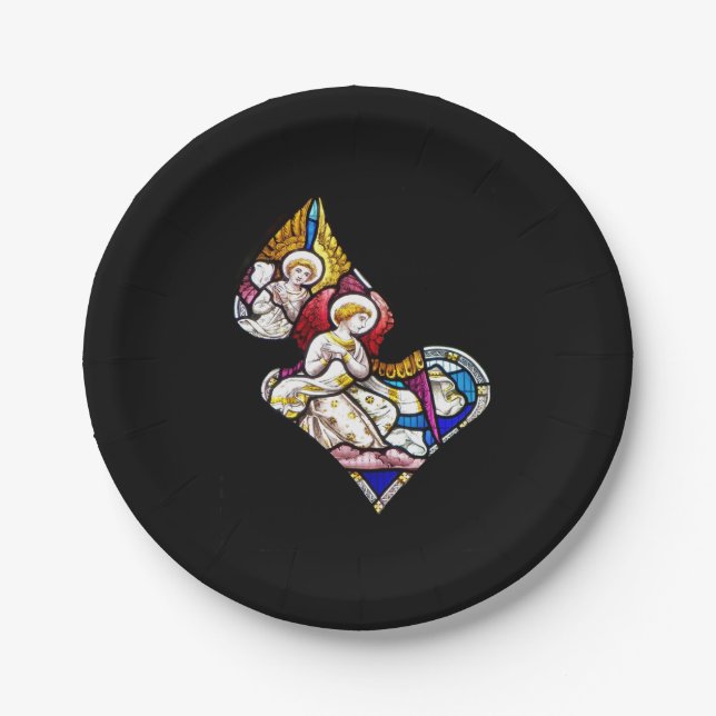 ANGELS STAINED GLASS WINDOW PAPER PLATE (Front)