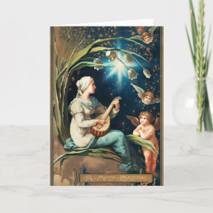 Angels, Stars, Women, the Moon Christmas Religious Holiday Card