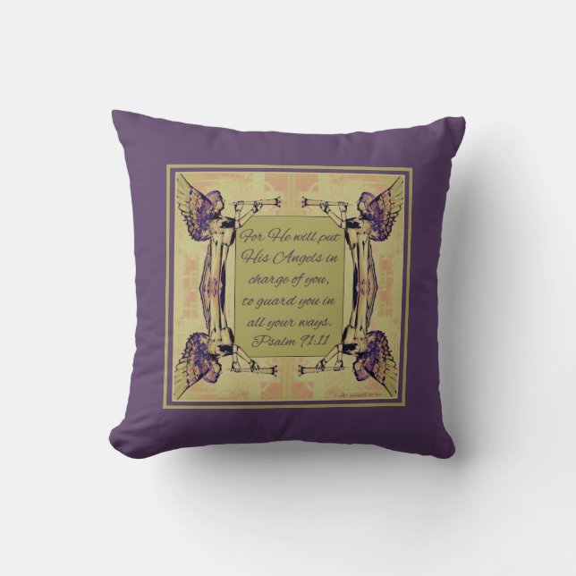 Angels to watch over you Purple Green Fall Colours Cushion (Front)
