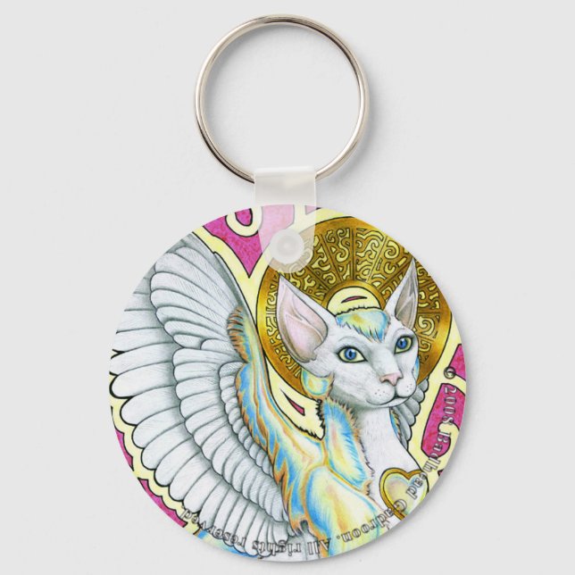 Angels Walk On 4 Paws Round Keychain (Front)