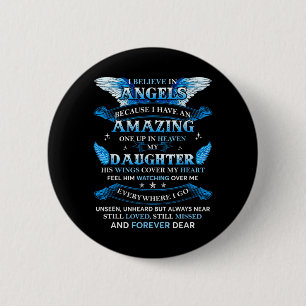 Angels Watch Over Daughter in Heaven Memorial 6 Cm Round Badge