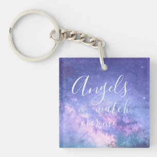 Angels Watch Over Me beautiful Blessing Stardust Key Ring