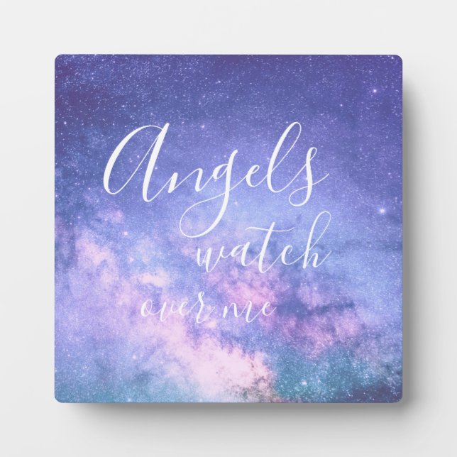 Angels Watch Over Me beautiful Blessing Stardust Plaque (Front)