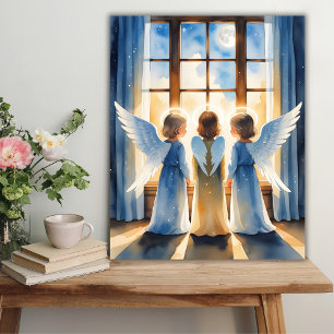 Angels Watching Over the Night Sky Religious Poster