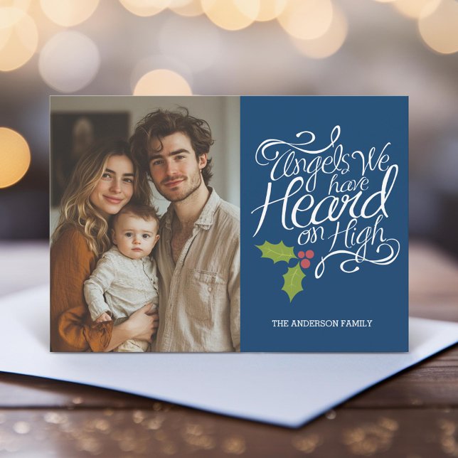 Angels We Have Heard - Whimsical Christmas Photo Holiday Card (Unique Photo Card)