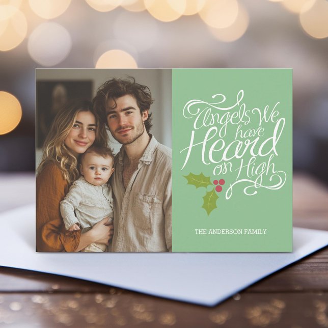 Angels We Have Heard - Whimsical Christmas Photo Holiday Card (Unique Photo Card)