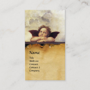 ANGELS Winged Cherub Monogra,Paechment ,Red Ruby Business Card